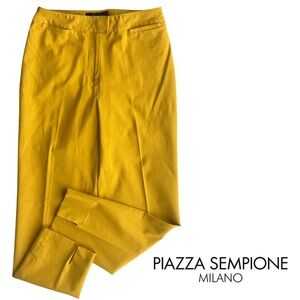 Piazza Sempione Brigitte Gold Stretch Cotton Pants Tailored Cropped IT 40 US 4